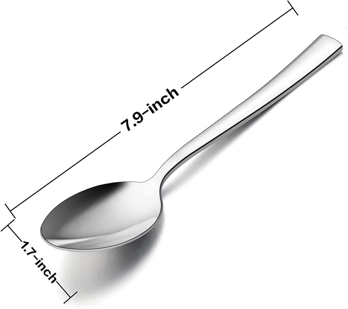 E-far Dinner Spoons Set of 6, 7.9 Inch Stainless Steel Soup Spoons Tablespoons - Image 2