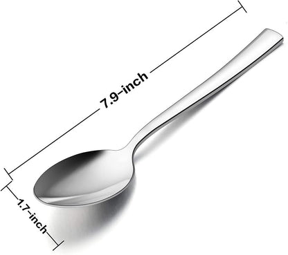 Dinner Spoons Set of 12, E-far 7.9 Inch Stainless Steel Soup Spoons Tablespoons - Image 2