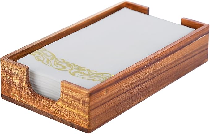 Napkin Holder for Bathroom, Acacia Guest Towel Holder, 4 Non Slip Pads - Image 7