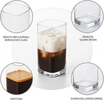 Drinking Cup Square Borosilicate Glass Tumbler Handleless Design - Image 6