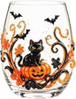 Halloween Printed Glass Cup, Ghost Pumpkin Themed Handleless Drinking Tumbler by Unknown