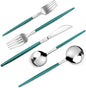 VANVRO Mirror Silver Green Silverware Set, 20-Piece Stainless Steel Flatware Set by VANVRO