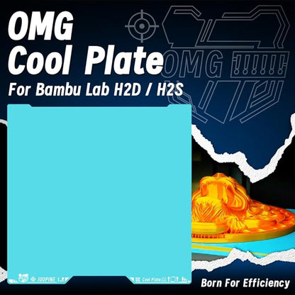 2.0 Upgraded OMG Cool Plate for Bambu Lab H2D/H2S Combo, 355x346mm Thicker Magnetic Bamboo Build Plate with Supertack Smooth Surface, Easy Release 3D Printer Hotbed for PLA PETG Printing