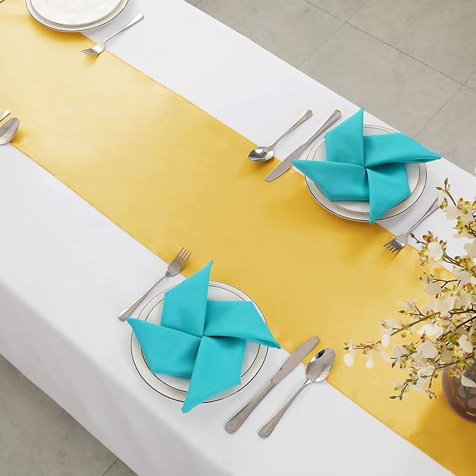 Horbaunal 24 Pack Yellow Gold Satin Table Runner 12 x 108 Inch | Smooth Table - Image 5