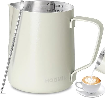 HOOMIL Milk Frothing Pitcher, 12oz/20oz/32oz 304 Stainless Steel | Steaming by HOOMIL