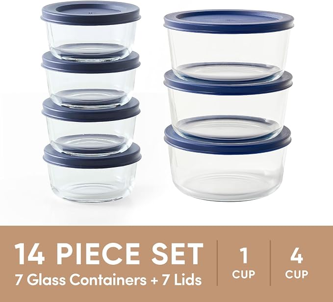 14-Piece Glass Food Storage Containers Set | 1-Cup & 4-Cup, Leakproof | - Image 3