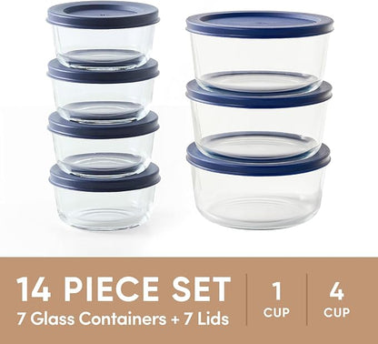 14-Piece Glass Food Storage Containers Set | 1-Cup & 4-Cup, Leakproof | - Image 3