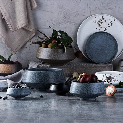 Bowls Japanese Style Irregular Noodle Bowls Fruit Salad Noodle Soup Bowl Dinnerware Set Ceramic Bowls Tableware(Medium)