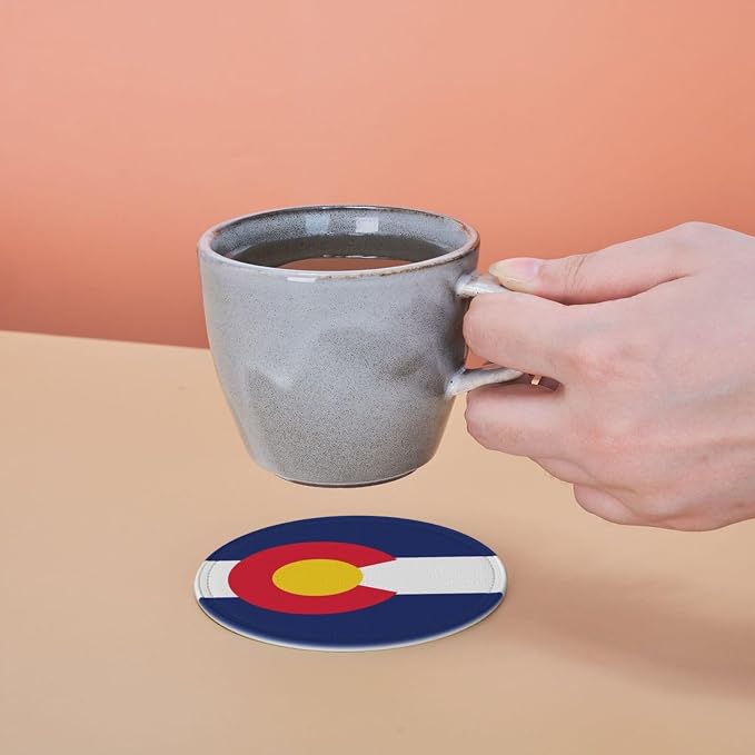 6 Pack Colorado Flag Leather Coaster - Image 7