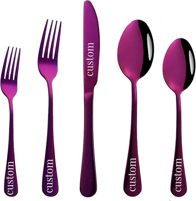 Stainless Steel Customized Flatware Set, Engraving Name Knife Forks Spoon by Unknown