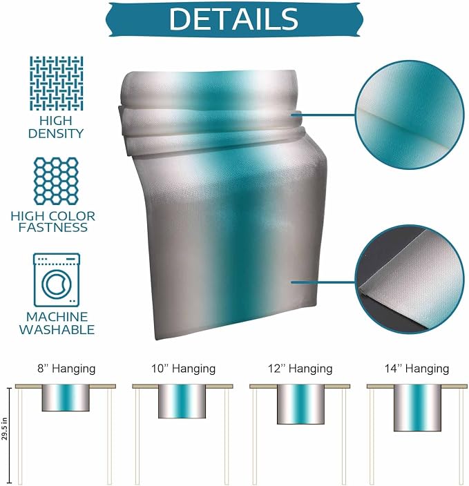 Turquoise Gray Ombre Table Runners 60 Inches Long, Farmhouse Teal Gradient - Image 8