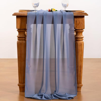 Dusty Blue Chiffon Table Runner Summer Boho Wedding Birthday Party Decor | 14ft - Image 5
