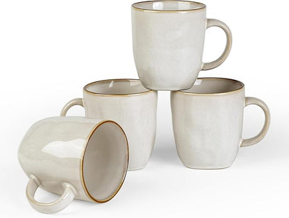 famiware Coffee Mugs Set of 4, Ocean Square 13oz Coffee Cup Set by Famiware