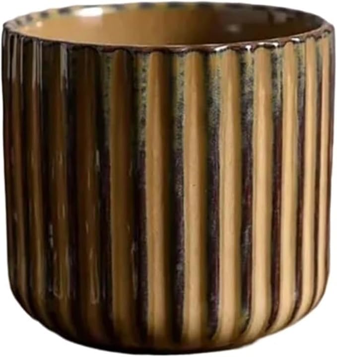Vintage Ceramic Mug, Japanese Tea Cup 6oz Striped Cup No Handle Drinking Cup by Unknown