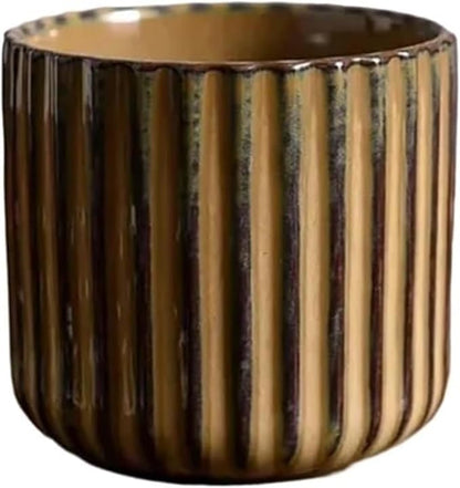 Vintage Ceramic Mug, Japanese Tea Cup 6oz Striped Cup No Handle Drinking Cup by Unknown