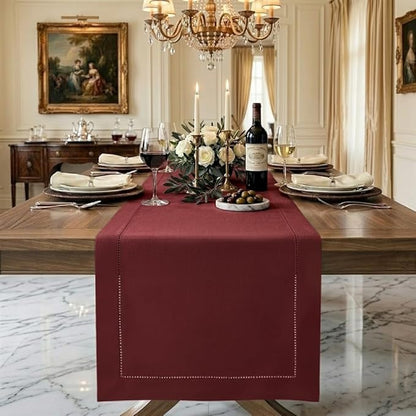 Signature Linen™ by D'Moksha Red Garnet Table Runner 108 Inches Long, 100% Pure by DMokshaHomes