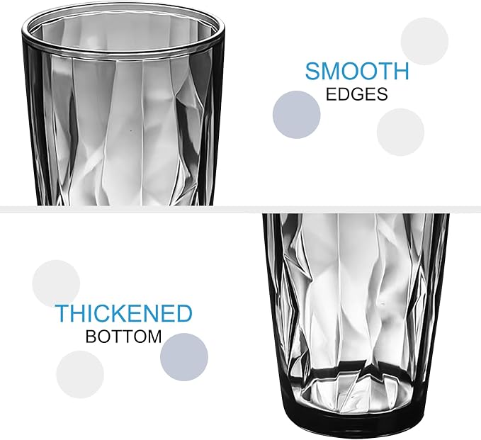 Top-spring 16 Oz Reusable Plastic Water Tumbler 8pcs Smoky Gray BPA Free | - Image 3