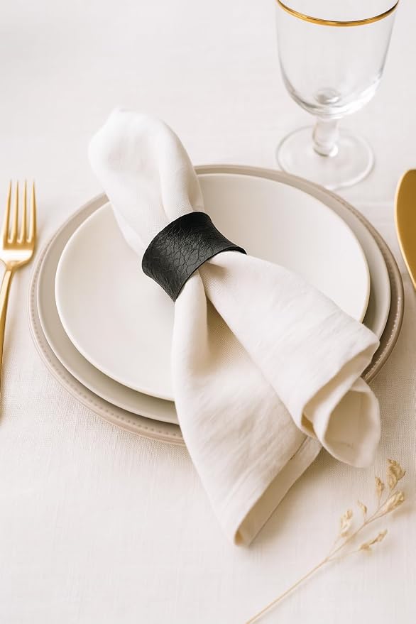 ITOS365 Black Napkin Rings Set of 12, Round Metal Napkin Ring Holder, Napkin by ITOS365
