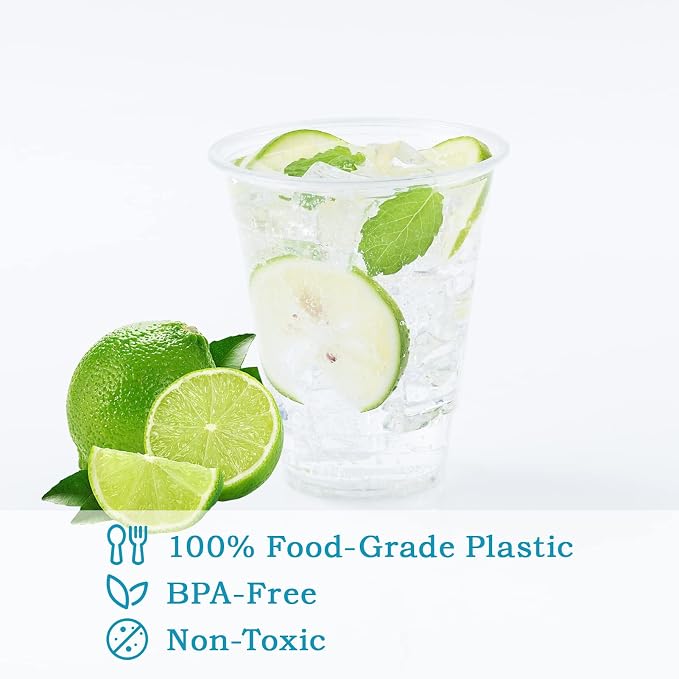 Turbo Bee 100 Pack 12 OZ Clear Plastic Cups, Disposable Crystal Plastic Party - Image 2