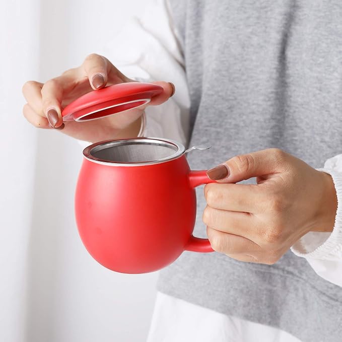 Yundu 12 OZ Matte Red Ceramics Teacup - Image 5