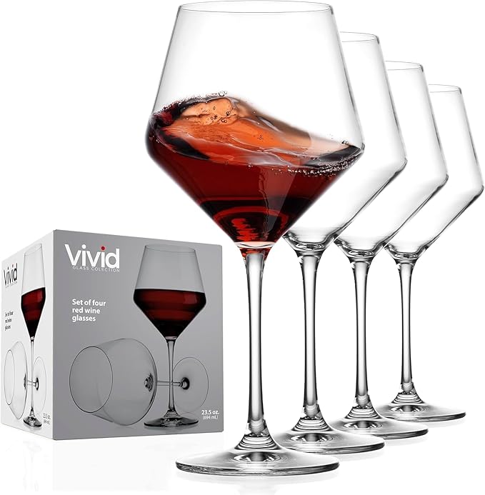 Glaver's Wine Glasses, Lead-Free Premium Crystal Clear Glass, Hand Blown by Glavers