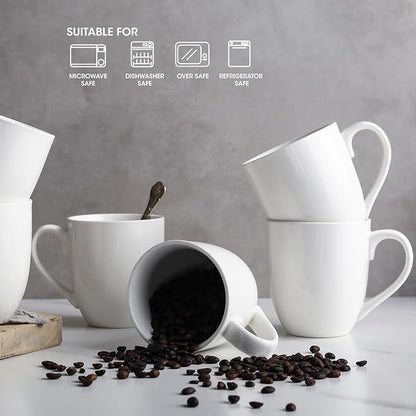 16OZ Ceramic Coffee Mugs Set, Large White Coffee Cups - Image 4