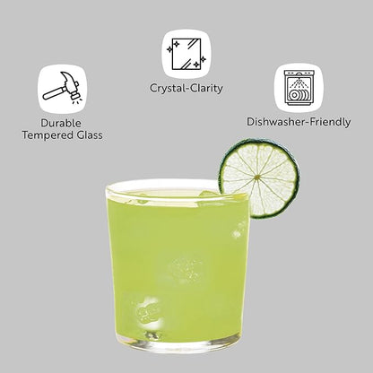 Restaurantware Sumi 12.5 Ounce Double Old Fashioned Glasses Set of 6 Fine-Blown Scotch Glasses - Tempered Dishwasher-Safe Glassware Clear Glass Whiskey Glasses Serve Cocktails and Liquors