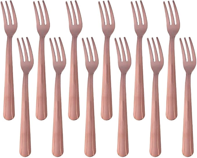Oyster Fork Set of 12, 5.4 Inch Stainless Steel Cocktail Forks, 3 Tines Mini by KitchenDining
