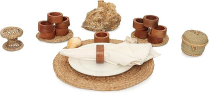 Handmade Acacia Wooden Napkin Rings Set of 12, Wood Napkin Holders - Image 4