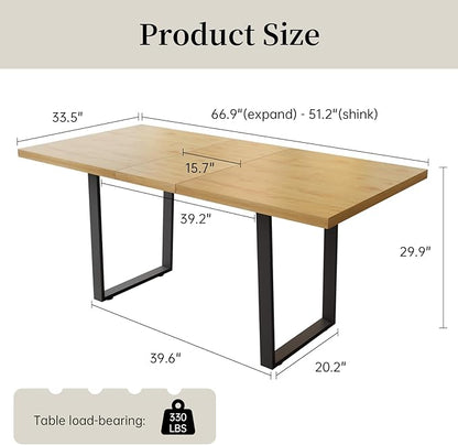 ZckyCine Dining Table Set for 6-8 People Kitchen Dining Room Table Set Extendable Wood Dining Table and 6 Upholstered Chairs, Home Kitchen Furniture