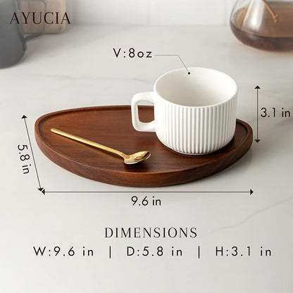 Tea Cup and Saucer Set, 8OZ Cappuccino Cup - Image 4