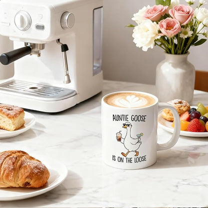 Auntie Goose Is on the Loose 11 oz Funny Ceramic Coffee Mug | Silly Goose - Image 5