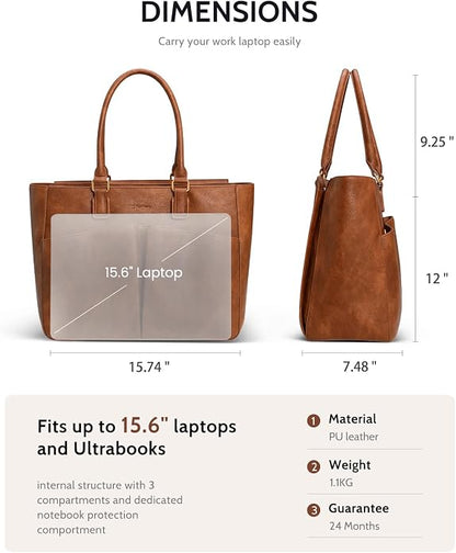 Laptop Tote Bag for Women, Leather Work Tote - Image 5