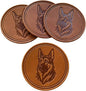 Dog Breed Leather Coasters – Premium Full Grain Table Protectors by Handmade