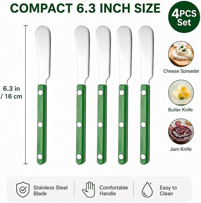 4PCS Stainless Steel Butter Knives Set: 6.3 Inch Cheese Spreader 304 Stainless - Image 7