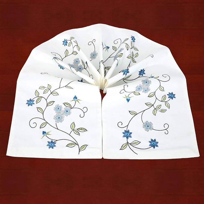 Double Thickness Rustic Embroidered Floral Table Runners - Image 6