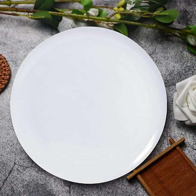 White Melamine Dinner Plates，12pcs Dishes Set，10“ Lightweight Round Plates | - Image 5
