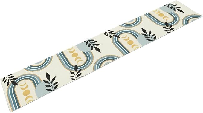 YCness Boho Mid Century Abstract Table Runner Modern Sun Moon Phase Minimalist - Image 8