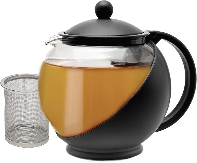 Primula Half Moon Teapot with Removable Infuser, Glass Tea Maker with Reusable by Primula