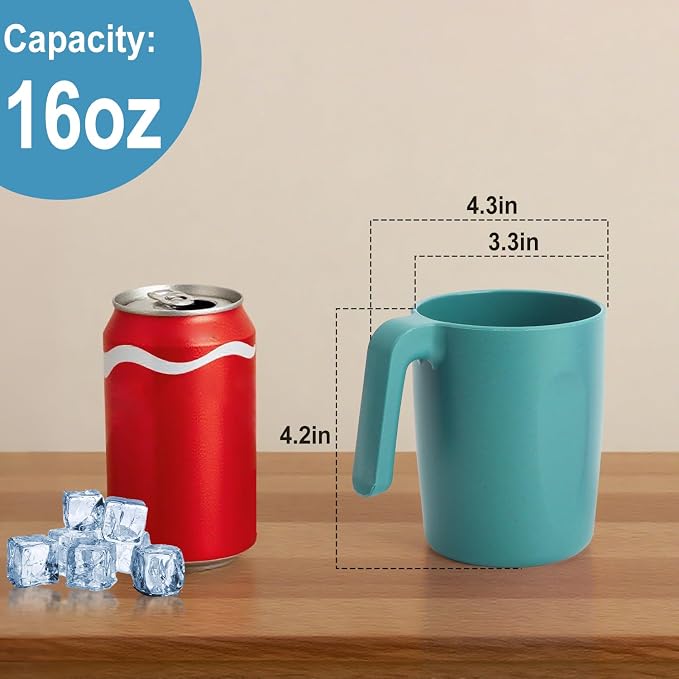 Coffee Mug 16 OZ, Wheat Straw Coffee Mugs Set of 6, Unbreakable Water Tumbler - Image 2