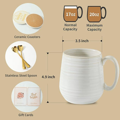 HASENSE Coffee Mugs Set of 2, 20 oz Ceramic Coffee Cups - Image 6