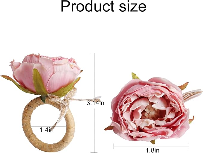 Handcraft Flower Napkin Rings Set of 12, Valentine's, Thanksgiving - Image 5