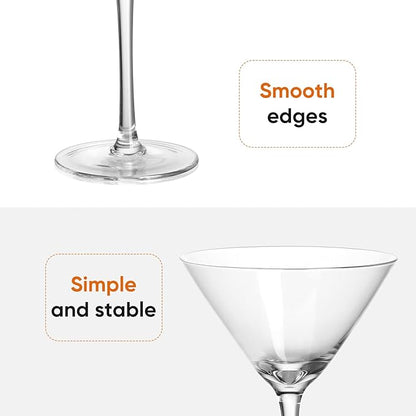 Martini Glasses Set of 2,Hand-blown 9.2OZ Crystal Cocktail Glasses for Espresso Martini,Cosmopolitan,Manhattan,Gimlet,Home Bar,Cocktail Party,Stemless Martini Glassware Gift Set