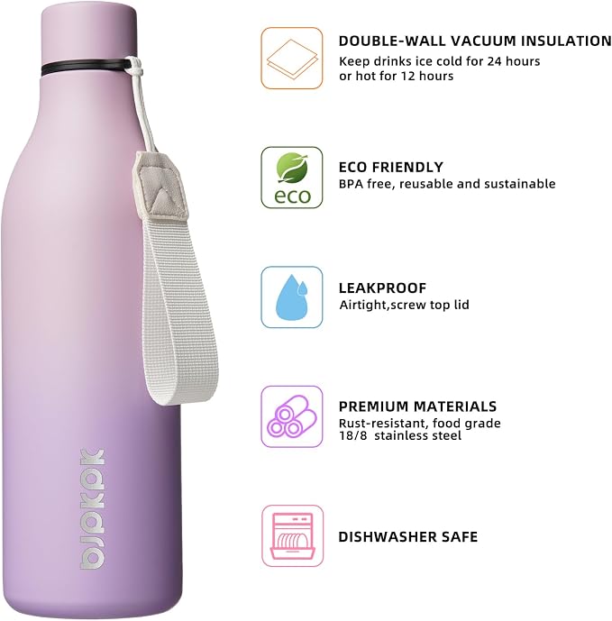 BJPKPK 25oz Insulated Water Bottle, Stainless Steel Bottle - Image 2