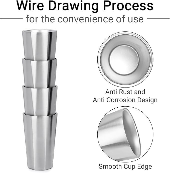 Beasea Stainless Steel Cups 15 oz, 4 Pack Large Stackable Double Wall Insulated - Image 4