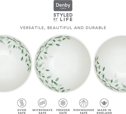 Denby - Carved Deco Cereal Bowls Set of 4-6.7 Inch - Dishwasher Microwave Oven Safe - Large Uniquely Textured Porcelain Cereal Bowl - Scratch Chip Resistant