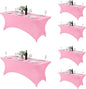 Fokitut 6 Pack Spandex Table Cover for 6FT Table Universal Fitted Stretch Tablecloth for Party, Banquet, Wedding and Events-Pink