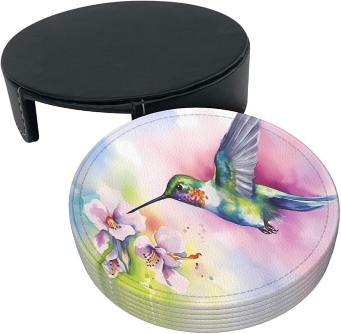 Hummingbirds Spring Leather Coasters Set of 6 - Image 8