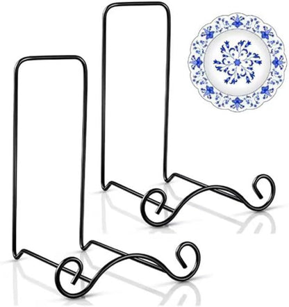 Wrought Iron Bowl Deep Platter Stand Detachable Metal Scroll Display Rack Easel by Baderke