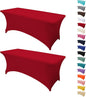 2Pack 6FT Table Cloth for Rectangular Fitted Events Stretch Red Table Covers Washable Spandex Tablecloth Protector for Party, Wedding, Cocktail, Banquet, Festival